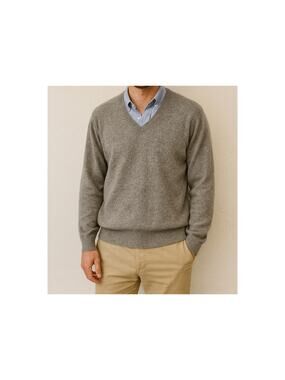Forte Mens Gray Cashmere Sweater Size XL V-Neck Long Sleeve Preppy Dad Classic